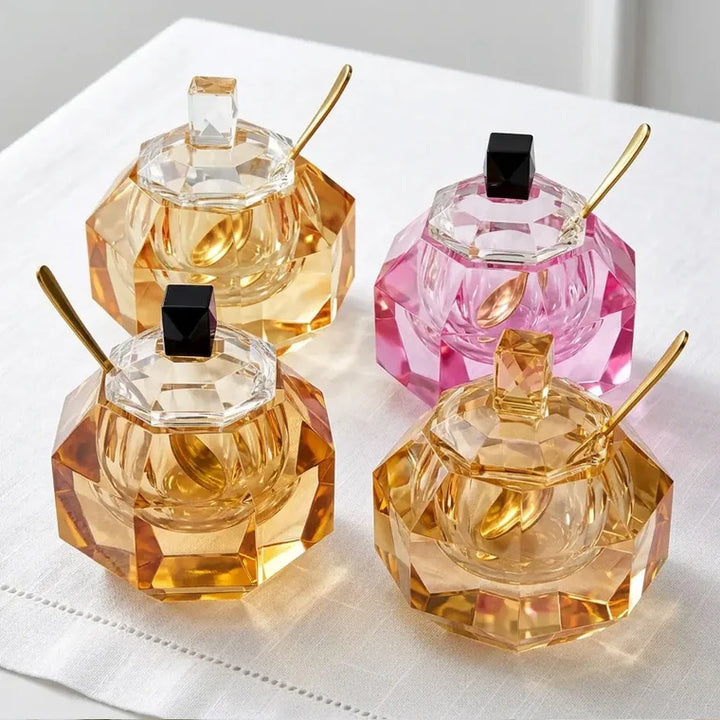 Crystal Amber Honey Dish