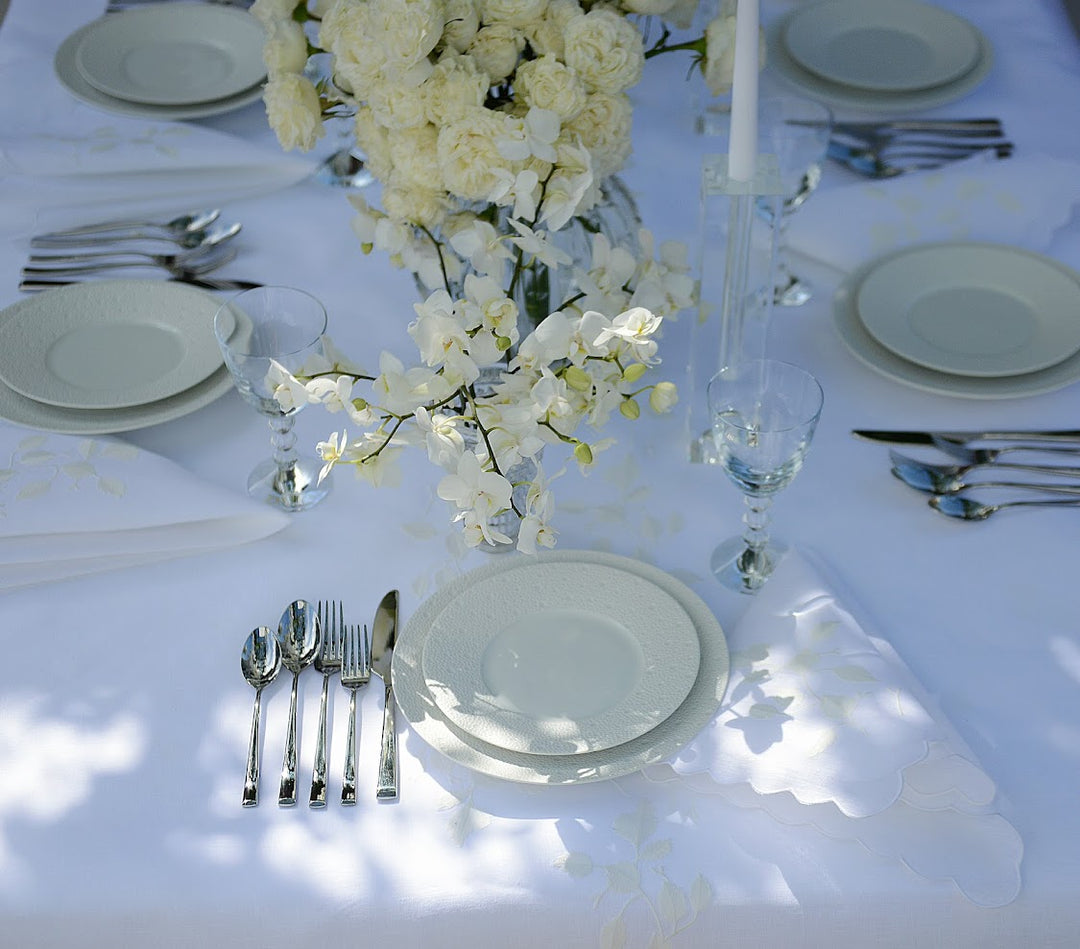 Embroidered Leaves Tablecloth