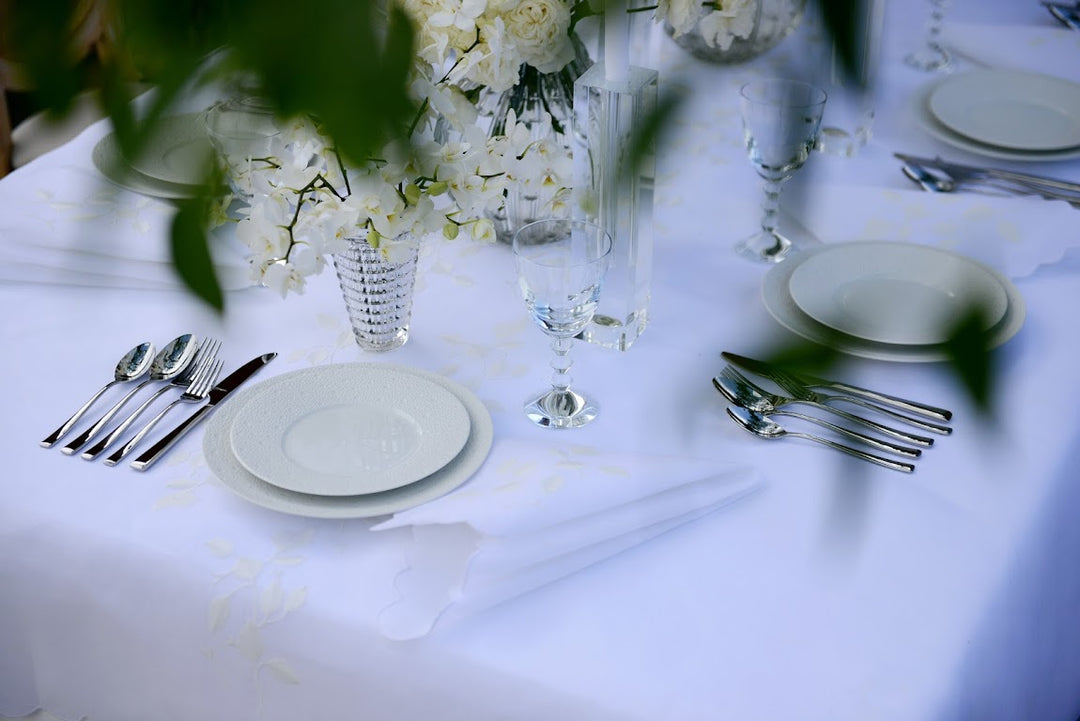 Embroidered Leaves Tablecloth