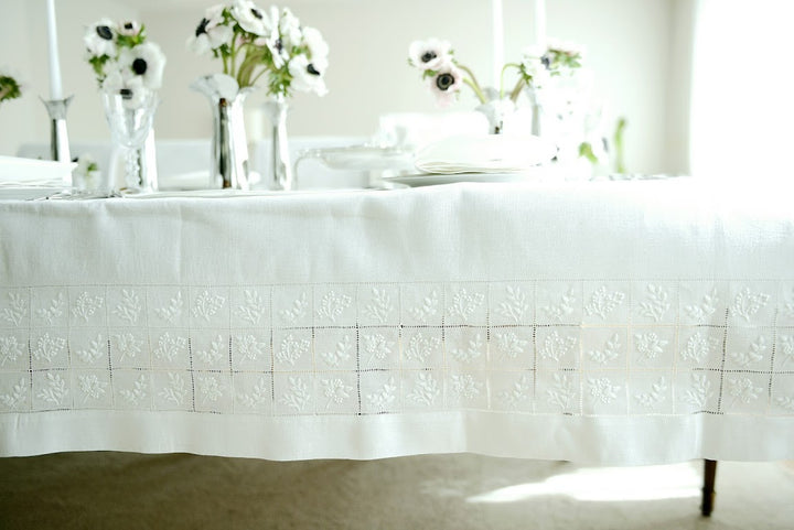 White Window Box Tablecloth