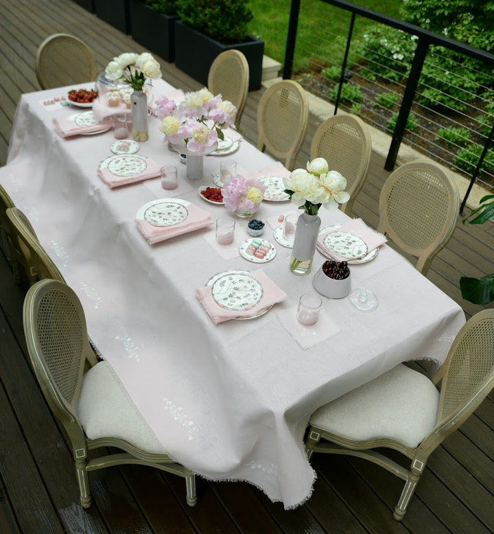 Pink Frayed Meadow Tablecloth