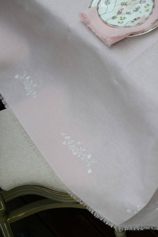 Pink Frayed Meadow Tablecloth