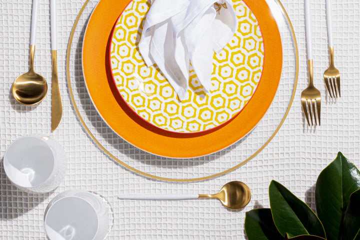 Spectrum Charger with Gold Rim, 12.5"D, Set of 4