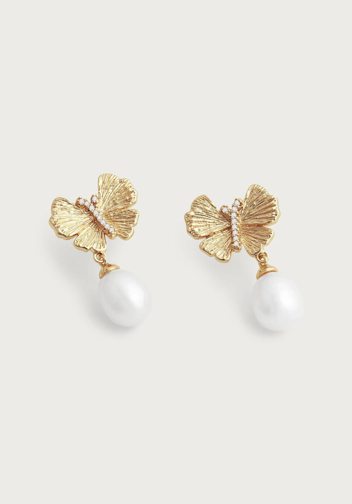 Butterfly with Pearl Drop Earring