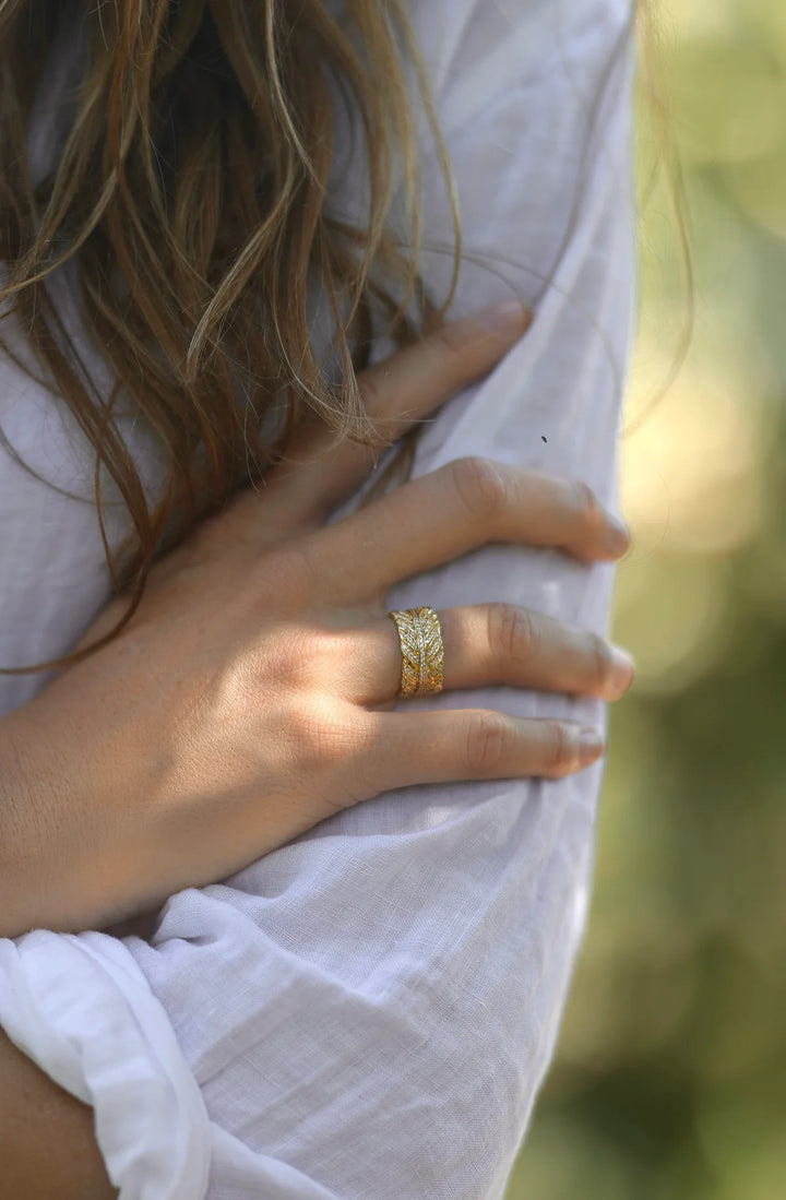 Feather Pave Ring 6