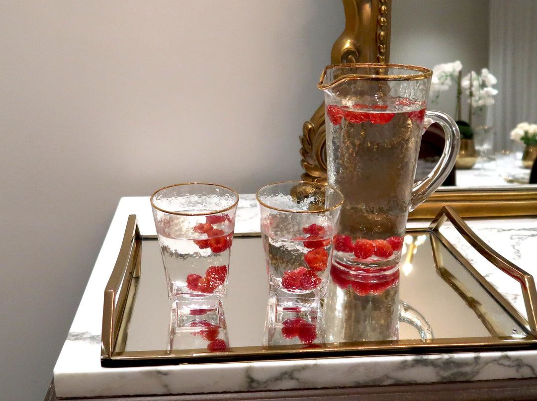 Glass Pitcher with Gold Rim