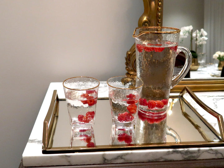 Glass Pitcher with Gold Rim