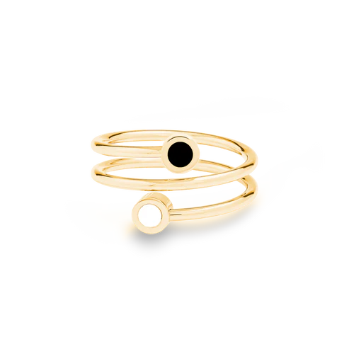 New Wave Black and White Chip Double Ring