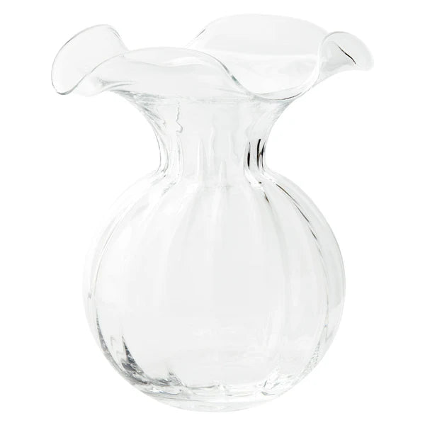 Hibiscus Glass Fluted Vase - Clear