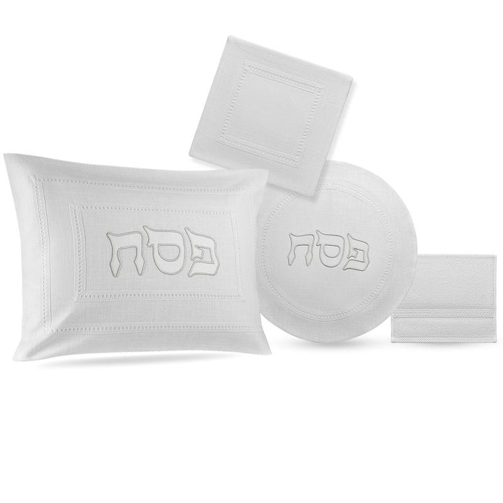 Hemstitch Silver Outline Pesach Set