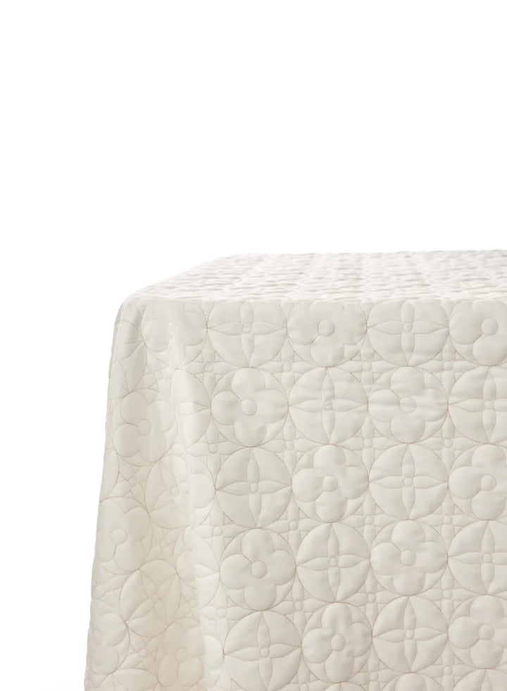 Paloma Quilted White Tablecloth