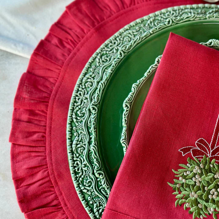Round Ruffle Linen Placemat