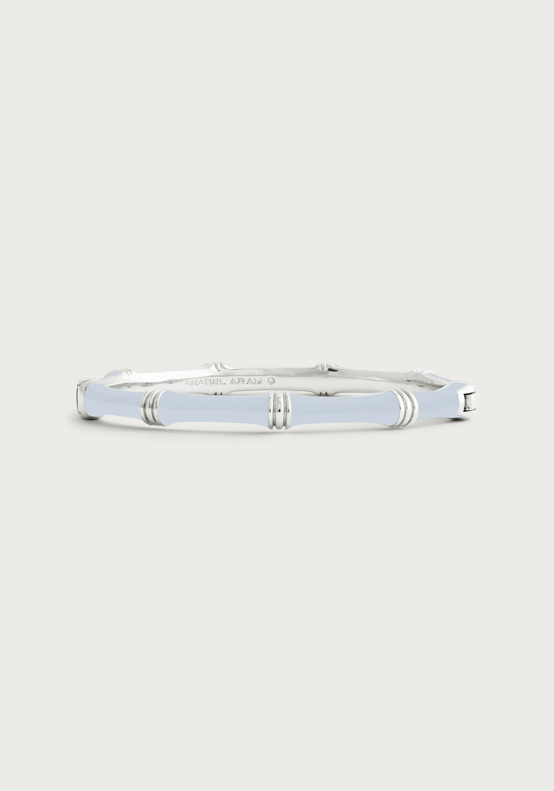 Bamboo Enameled Hinged Bangle- Silver