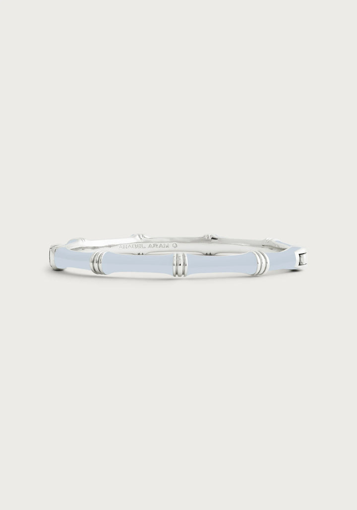 Bamboo Enameled Hinged Bangle- Silver