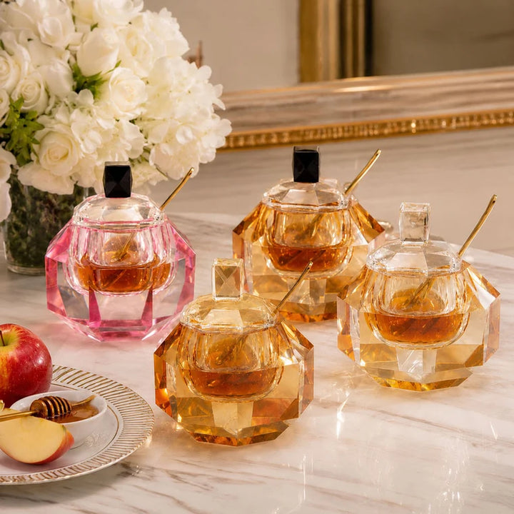 Crystal Amber Honey Dish
