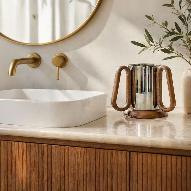 Wood & Stainless Steel Wash Cup