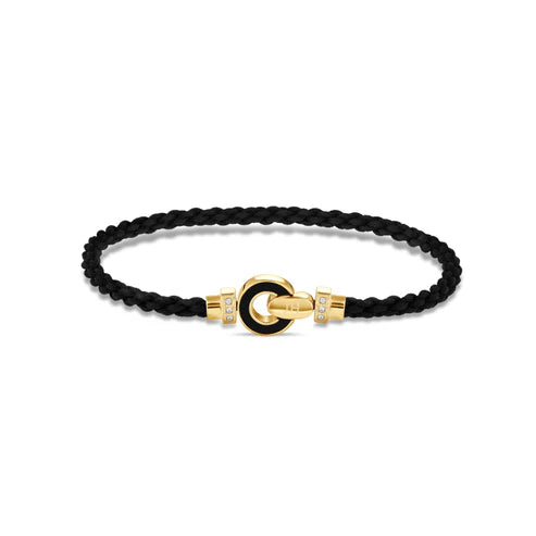 Nereida Black Cord Black Chip with Zirconia Bracelet