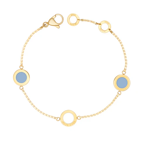 Ocean Powder Blue and White Chips Trio Bracelet