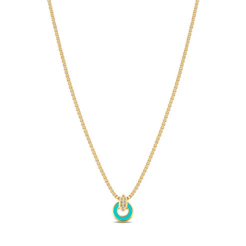 Nereida Turquoise Chip with Zirconia Necklace