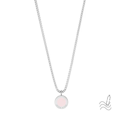 Ocean Light Pink Chip Silver Necklace