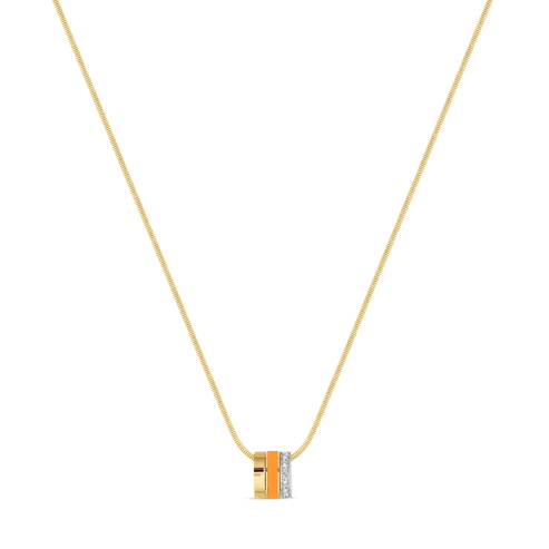 Wewa Boa Chain 3 Rings Orange Chip With Zirconia Necklace