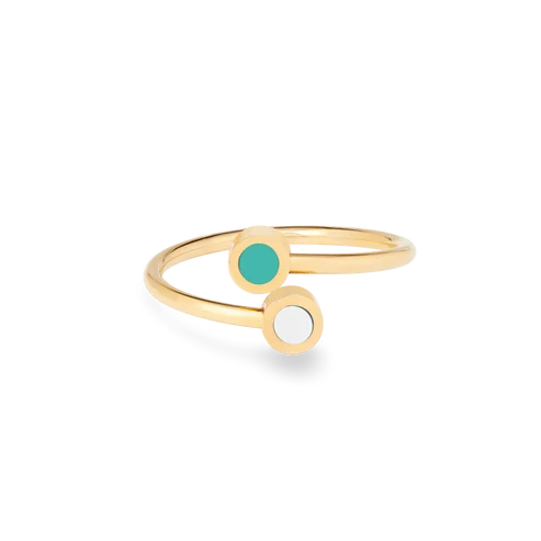New Wave Turquoise And White Chip Ring, 6.5
