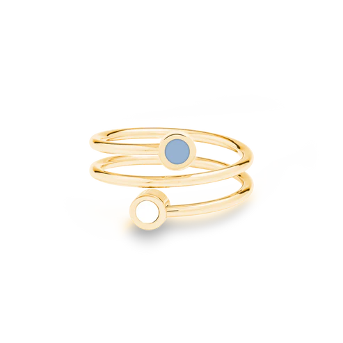 New Wave Powder Blue and White Chip Double Ring