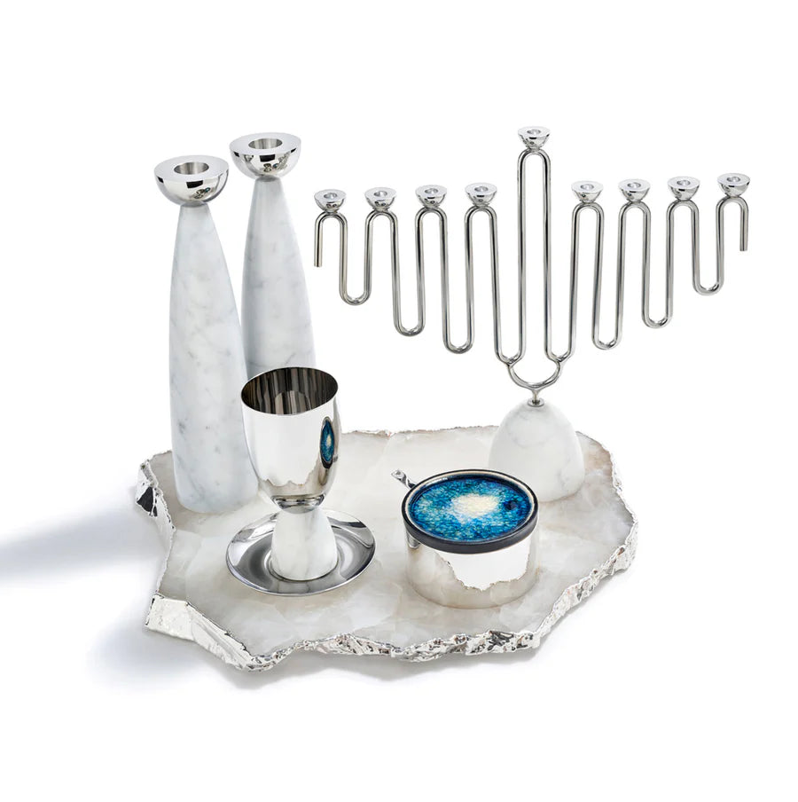 Coluna Menorah, Marble & Silver