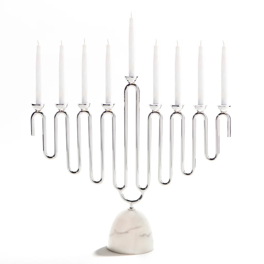 Coluna Menorah, Marble & Silver