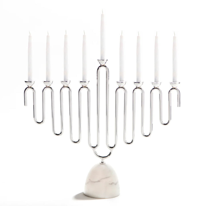 Coluna Menorah, Marble & Silver