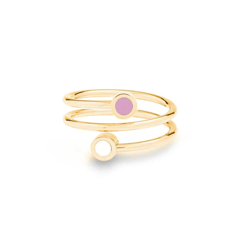 New Wave White And Fondant Pink Chip Double ring