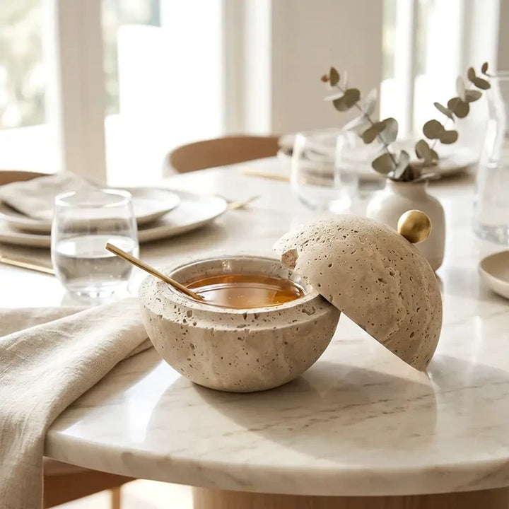 Travertine Honey Dish