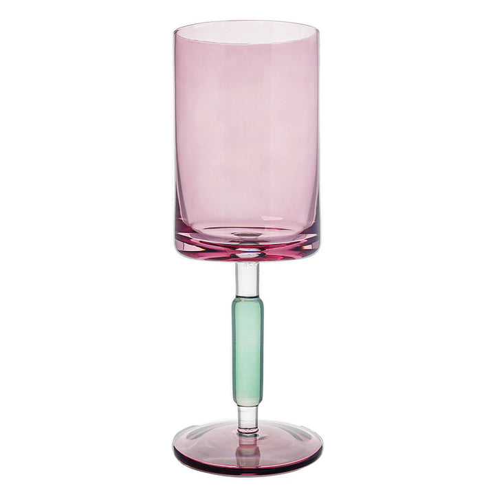 Purple & Green Stem Wine Glasses - Set of 6