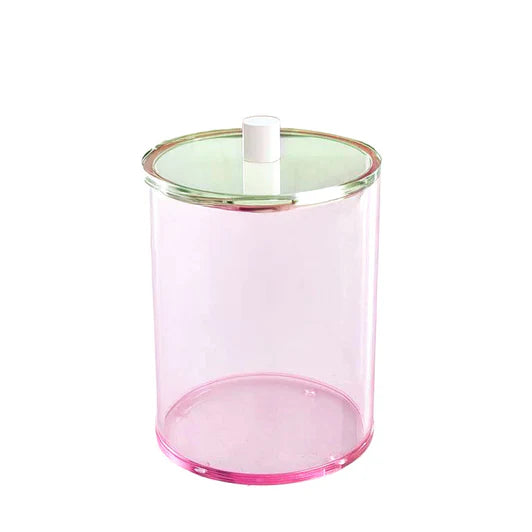 Pink Lucite Cookie Jar with Green Lid