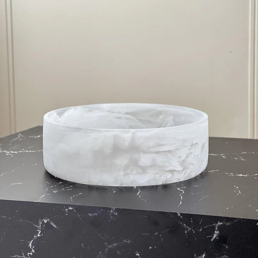 Resin White Swirl Salad Bowl