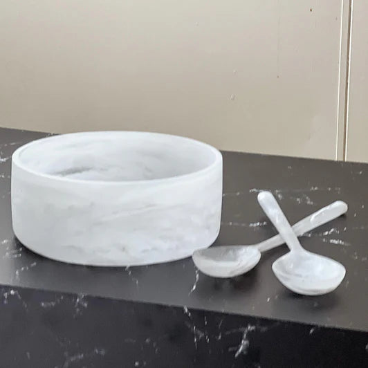 Resin White Swirl Salad Servers