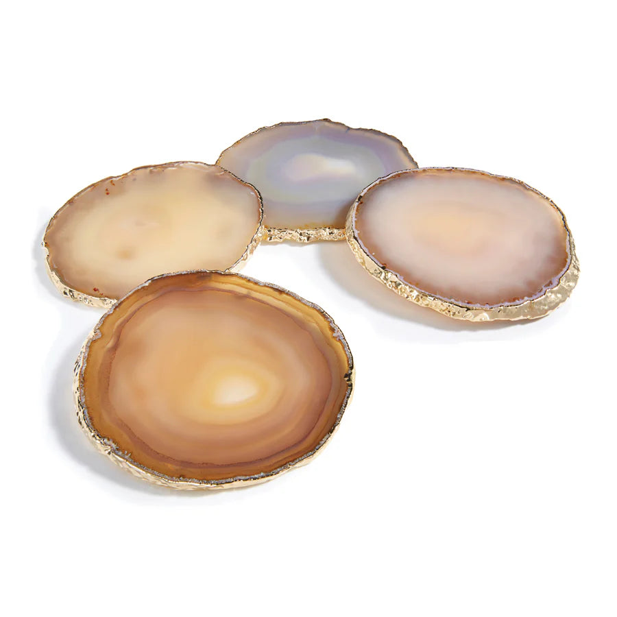 Lumino Coasters, Sand Agate & Gold, Set of 4