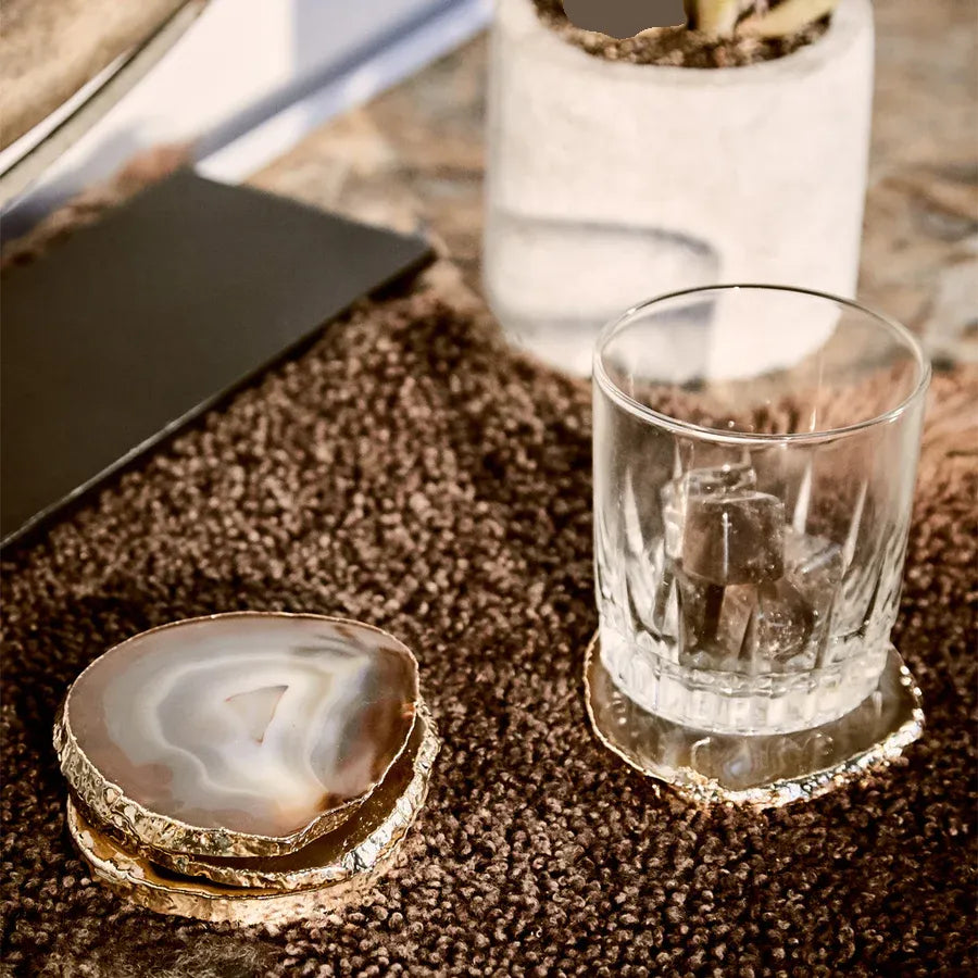 Lumino Coasters, Sand Agate & Gold, Set of 4