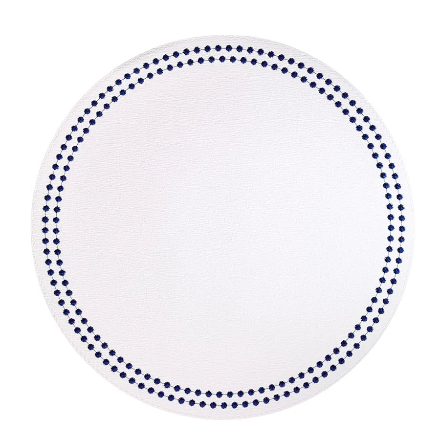 Pearls 15-Inch Round Embroidered Placemats Set of 4