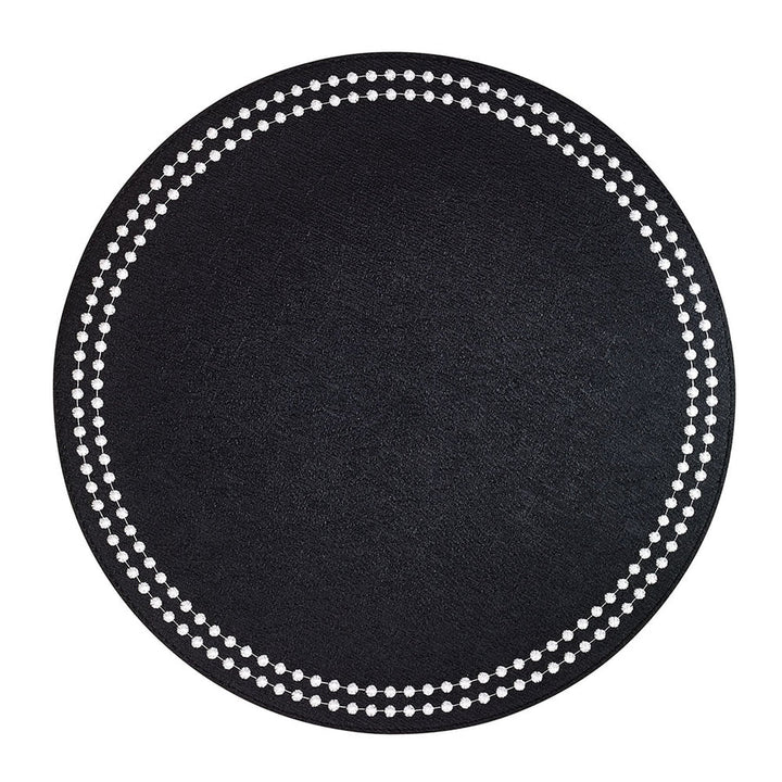 Pearls 15-Inch Round Embroidered Placemats Set of 4