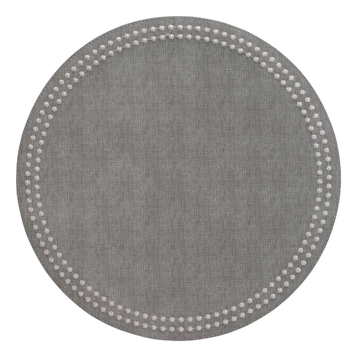 Pearls 15-Inch Round Embroidered Placemats Set of 4