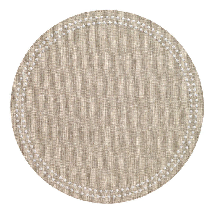 Pearls 15-Inch Round Embroidered Placemats Set of 4