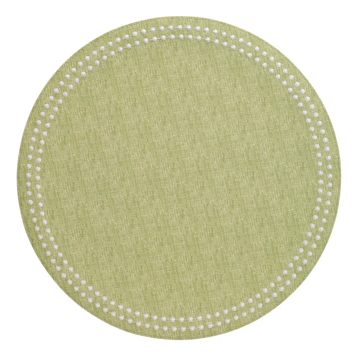 Pearls 15-Inch Round Embroidered Placemats Set of 4