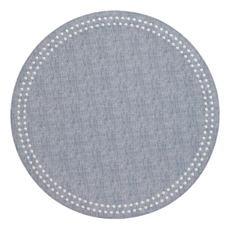 Pearls 15-Inch Round Embroidered Placemats Set of 4