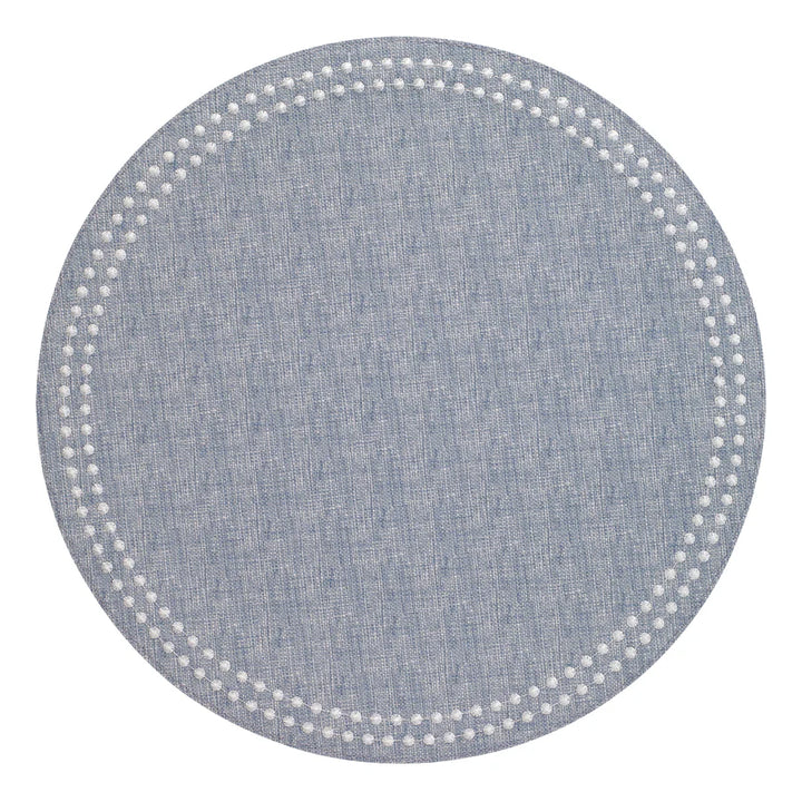 Pearls 15-Inch Round Embroidered Placemats Set of 4