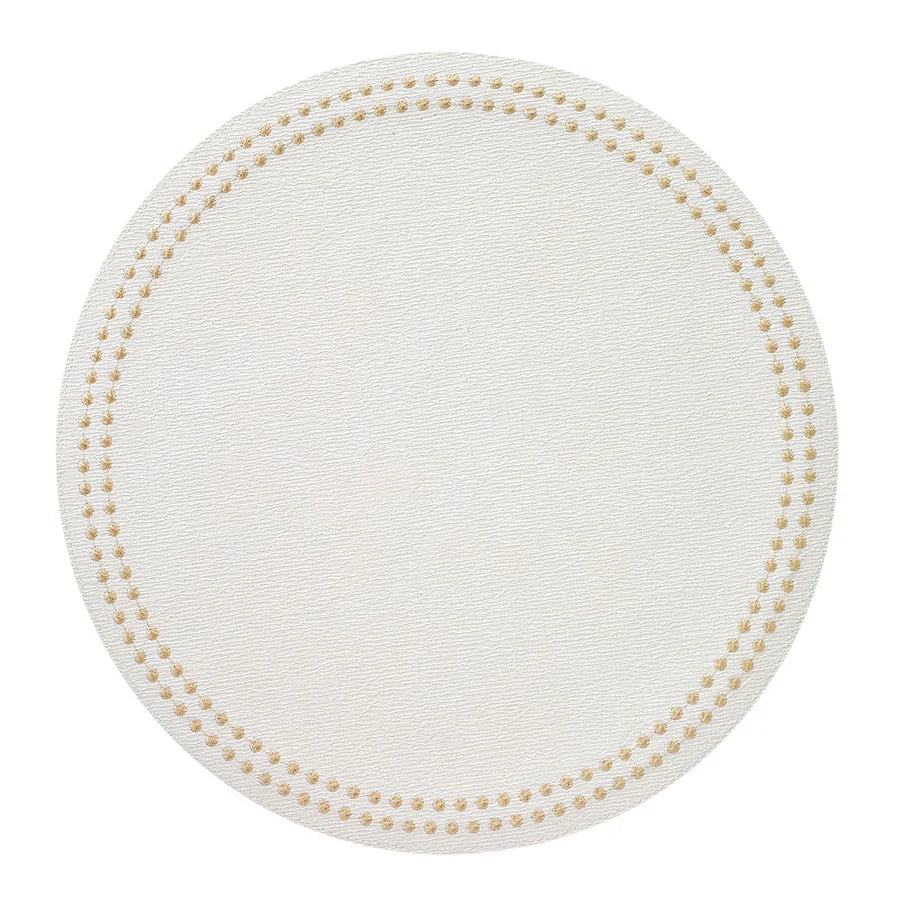 Pearls 15-Inch Round Embroidered Placemats Set of 4