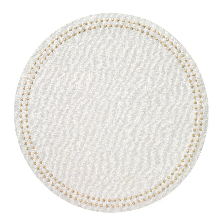 Pearls 15-Inch Round Embroidered Placemats Set of 4