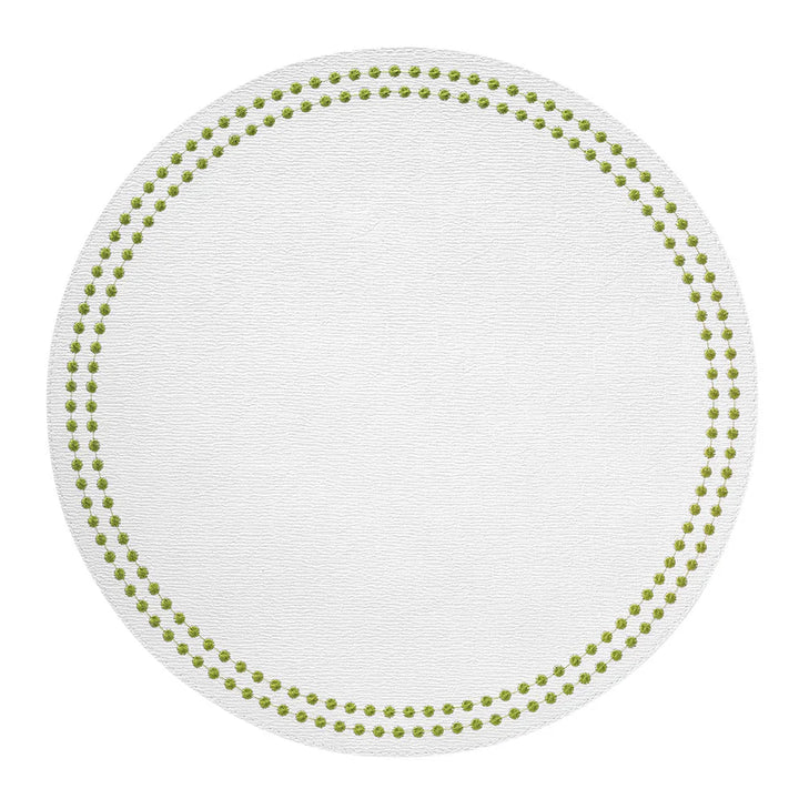 Pearls 15-Inch Round Embroidered Placemats Set of 4