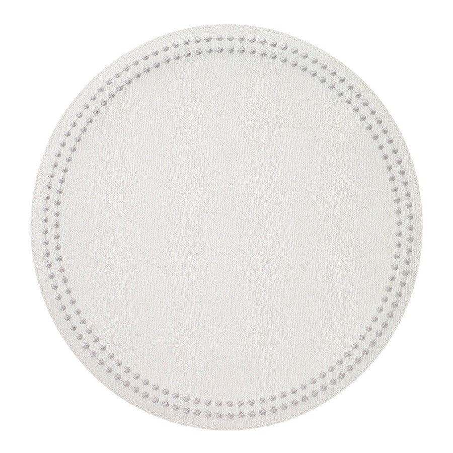 Pearls 15-Inch Round Embroidered Placemats Set of 4