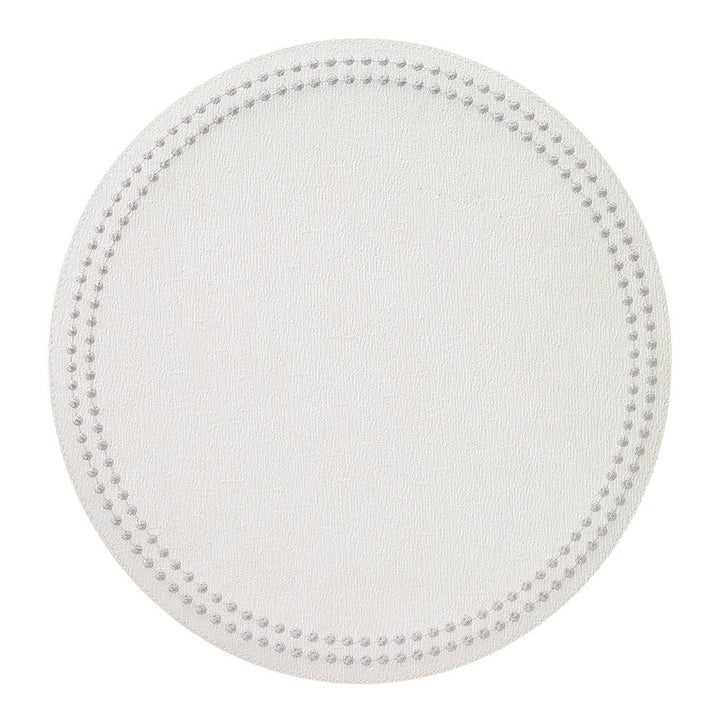 Pearls 15-Inch Round Embroidered Placemats Set of 4